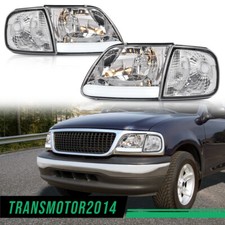 Led Strip Headlights Corner Parking Light Fit For 97-04 Ford Expedition Chrome