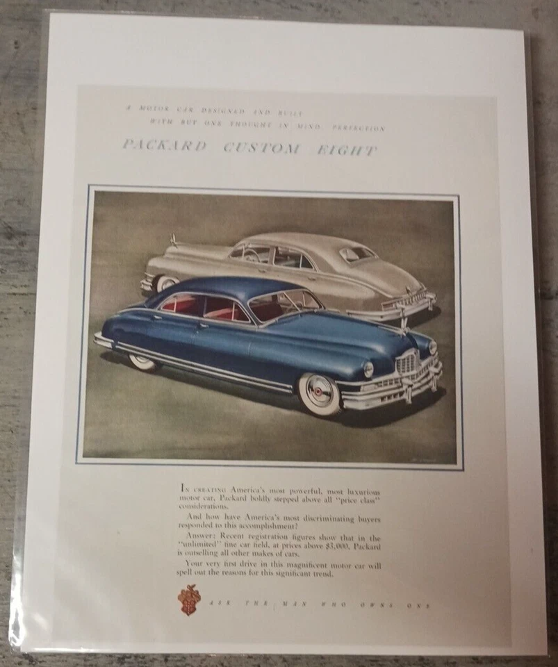 1940's Custom Eight Packard Auto 12.5"x9.5" Print Ad & General Tire 6.5"x 10"Ad - Image 3 of 4