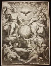 Domenico TIBALDI ""The Holy Trinity"". 16th century engraving after Samacchini 