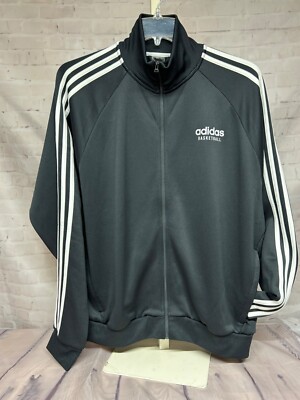 Adidas Basketball Full Zip Track Double Sided Logo Jacket Mens