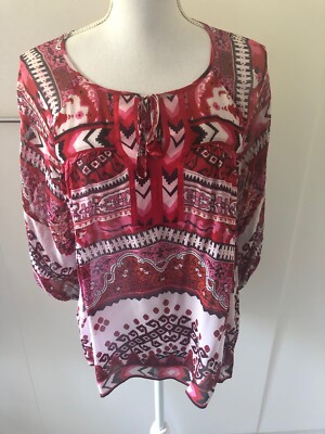 Hale Bob Silk Blouse Size S Red NEW