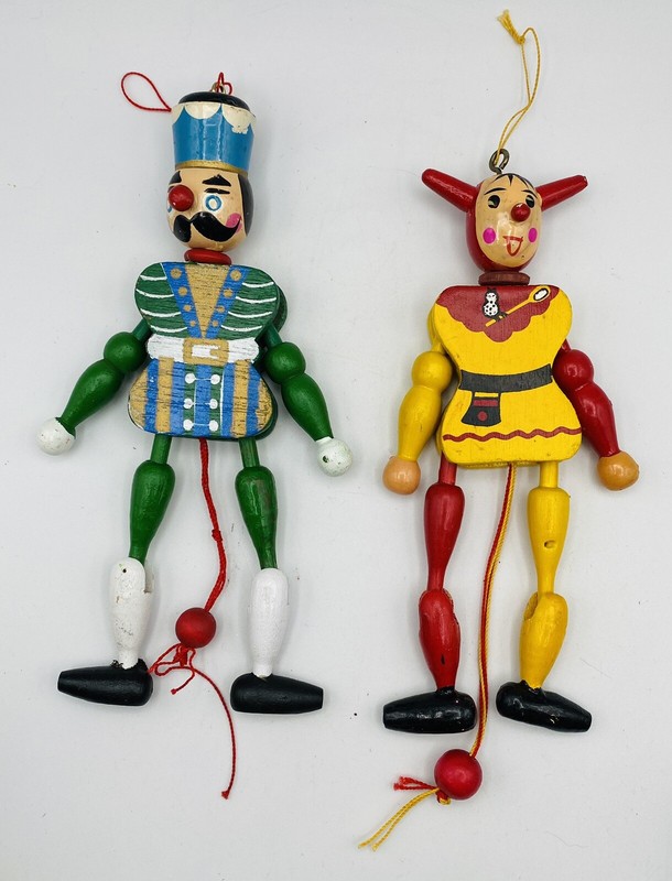 Set Of 2 Vintage Jumping Jack Pull String Jester & Soldier 1970’s