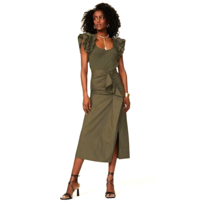 Ulla Johnson Isabella Ruffle Drape Skirt Midi Dress Sz S $425 *1053 | eBay