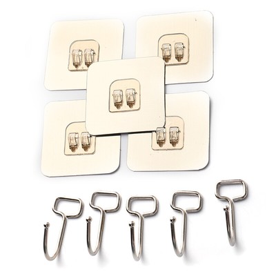 5 Pcs Stainless steel Door Hook Adhesive Wall Hooks Anti-skid Stick On H-OY _cn