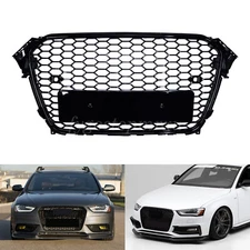 Honeycomb Mesh Front Bumper Grille Black For Audi A4 B8.5 S4 RS4 Style 2013-2016
