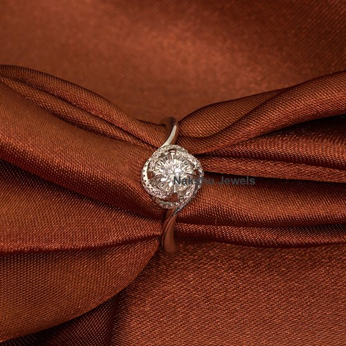 2 Ct Round Cut Moissanite Art Deco Flower Engagement Ring Solid 14K White Gold - Picture 5 of 7