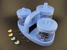 1950s Glasco Round the Clock with Baby Blue Nursery Vanity Tray  Diaper Pin Set