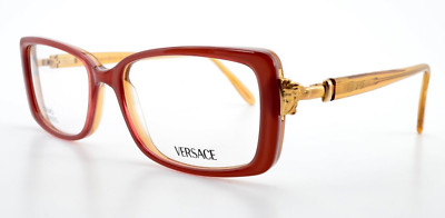 VERSACE Brille Vintage mod V97 COL 23B Viereck 90s Medusa Rot Gold 52 17 Etui