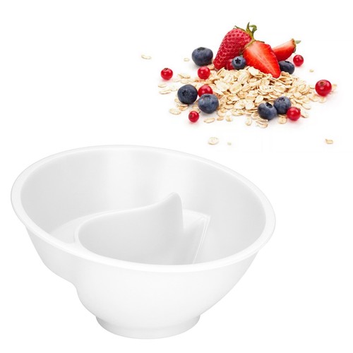 (White) Cereal Divided Bowl Anti Soggy Cereal Bowl Stackable Separated - Picture 3 of 12