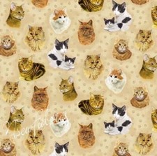 Cute Fabric CAT Paw Print and Kittens DIY Craft Cotton Quilt BTHY