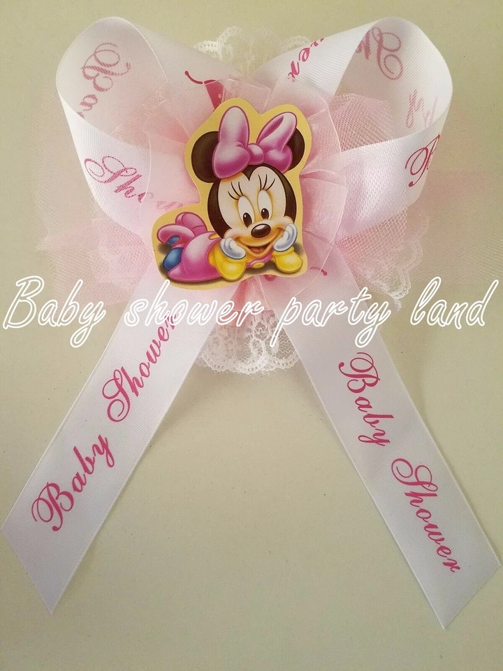 Faja y ramillete Baby Shower Minnie Mouse Mom To Be It's a Girl rosa Foto 2 de 4