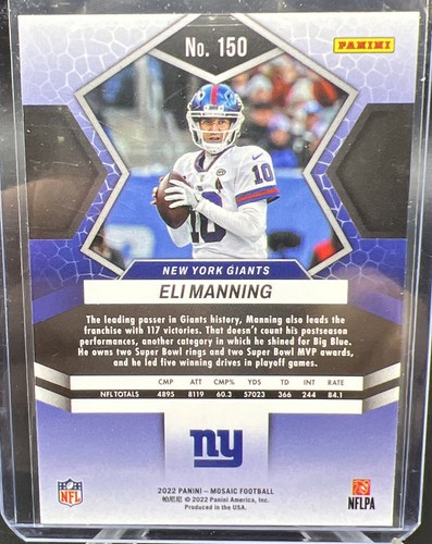 2022 Panini Mosaic #150 Eli Manning New York Giants FREE Shipping - Picture 4 of 4