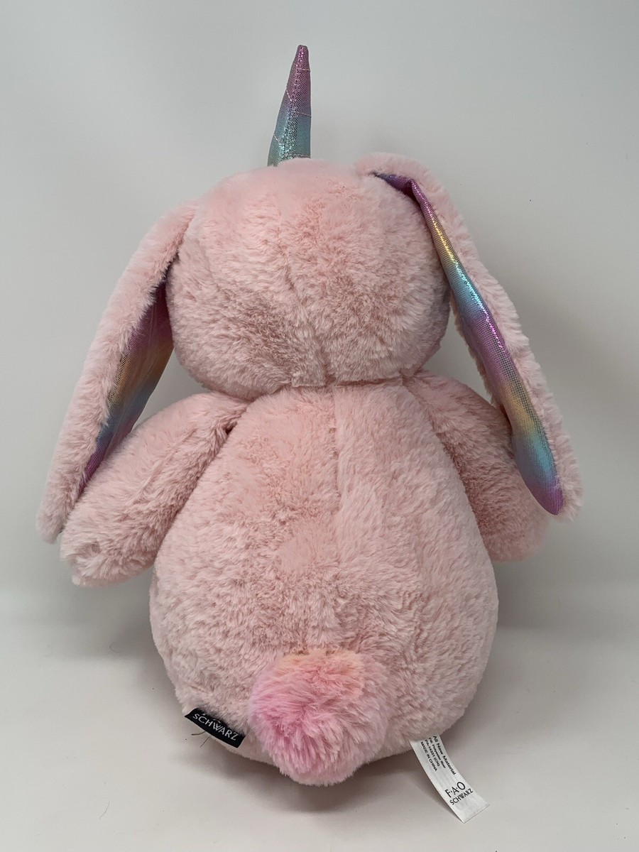FAO Schwarz Glow Brights Bunny Rabbit Unicorn Plush Stuffed Animal