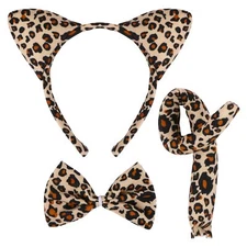 Cheetah Costume Leopard Halloween Cosplay with Ears Tail Bow Dress Up Party