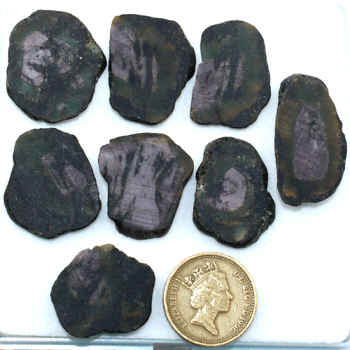 8 Pcs Natural Watermelon Ruby Untreated 24mm-34.8mm Rough Slice Loose Gemstones - Picture 5 of 13