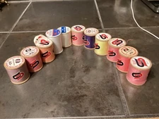Lot of 11 spools of Thread pink,orange, purple, yellow & white