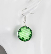 4-leaf clover shamrock earrings St Patricks Day earrings dangle jewelry green