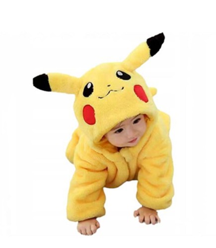 W-P44 Baby Girl Boy Infant Toddler Hooded Romper Pikachu Pokemon Cartoon Costume - Picture 2 of 8