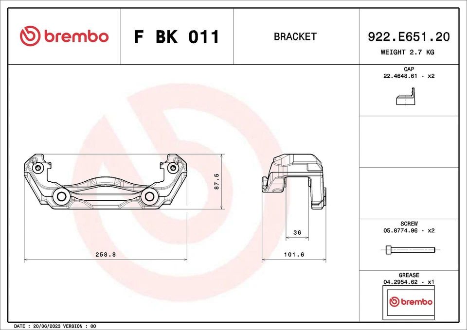 Brake Caliper Bracket Set for MERCEDES-BENZ BREMBO F BK 011 - Image 3 of 4