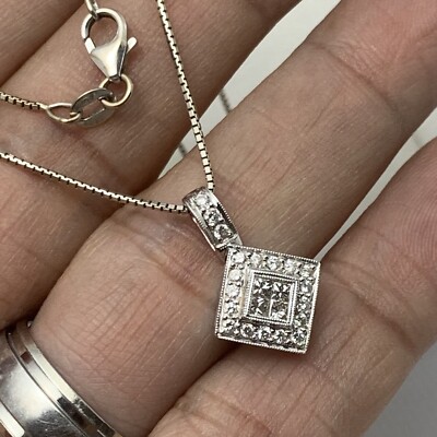 2500 $ 18k Weißgold VVS-VS Princess-Schliff runder Diamant Anhänger mit 14K Halskette