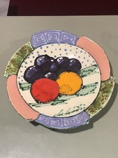 VTG Colorful GREEK POTTERY BOWL HANDMADE HAND-PAINTED SIGNED