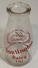 1959 Vintage Huntington Dairy Half Pint Glass, Duraglas