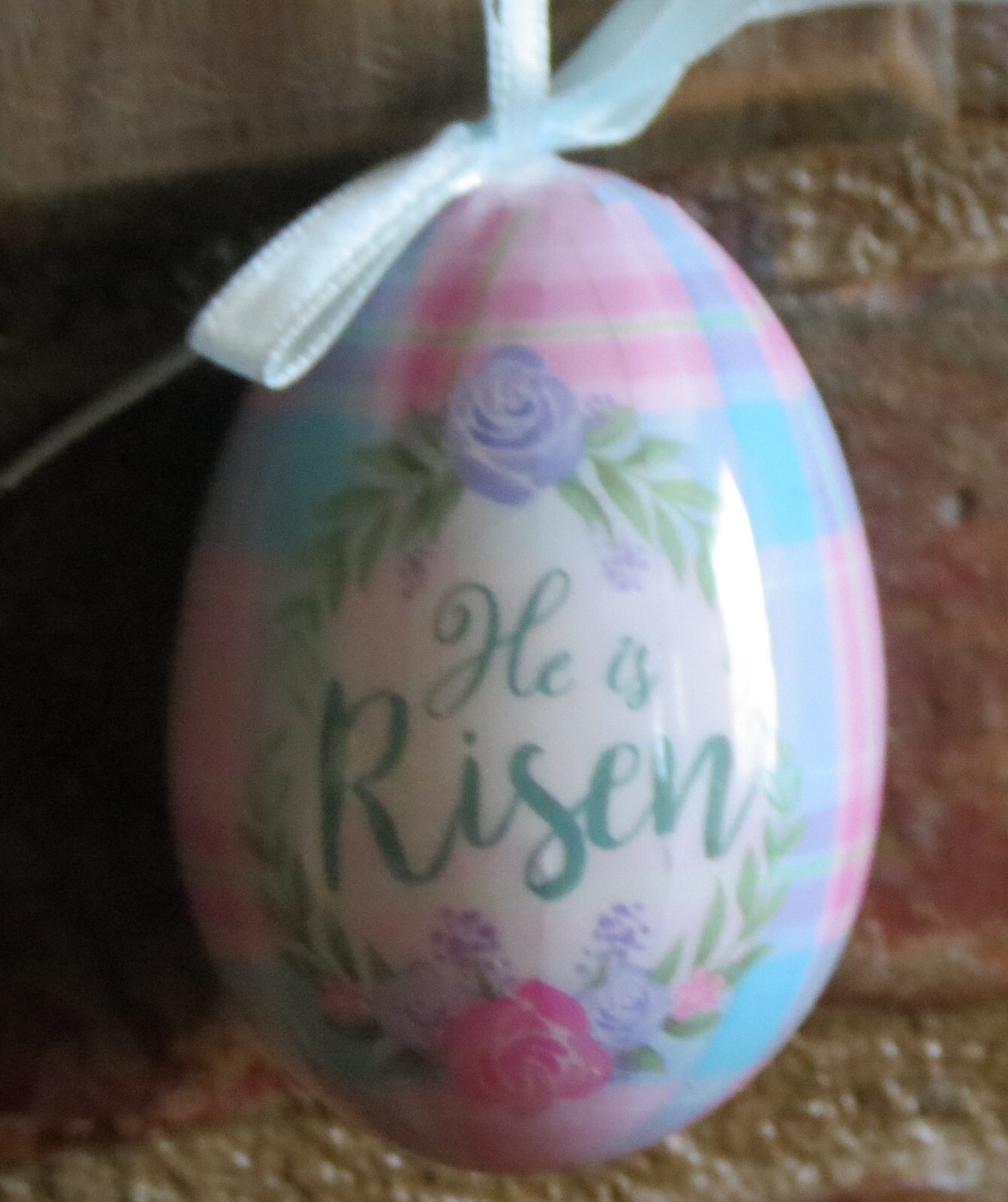 Ashland Easter Egg Plaid He Is Risen Easter Egg Ornament eBay