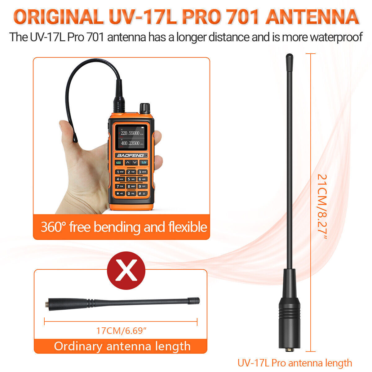 Baofeng UV-17 Pro L Walkie Talkies Two Way Radio Tri-Band NOAA & Extra batteries