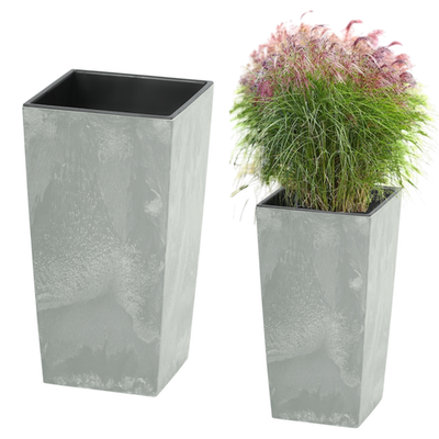 Pflanztopf Hoch Eckig Blumenkbel Blumentopf Beton Optik mit Einsatz 10  Gren | eBay.de
