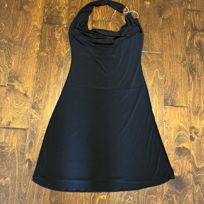 Lipstick Solid Black Halter Dress Women's Size Large Polyester Spandex |  eBay