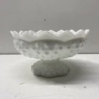 Fenton Hobnail White Glass Scalloped Edge Bowl