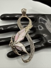 VTG SARDA 925 Sterling Silver Nacre Infinity Butterfly Pendant. 17.6 Grams.