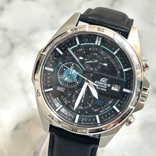 Brand new CASIO EDIFICE chronograph wristwatch with leather strap