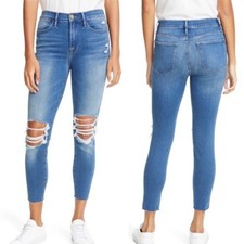 Frame Denim Le High Skinny Crop Distressed Jeans Gaby Wash Women  s Size 26