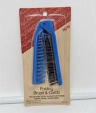 Vintage NEW All-American Purse Travel Size Folding Brush Comb Blue USA