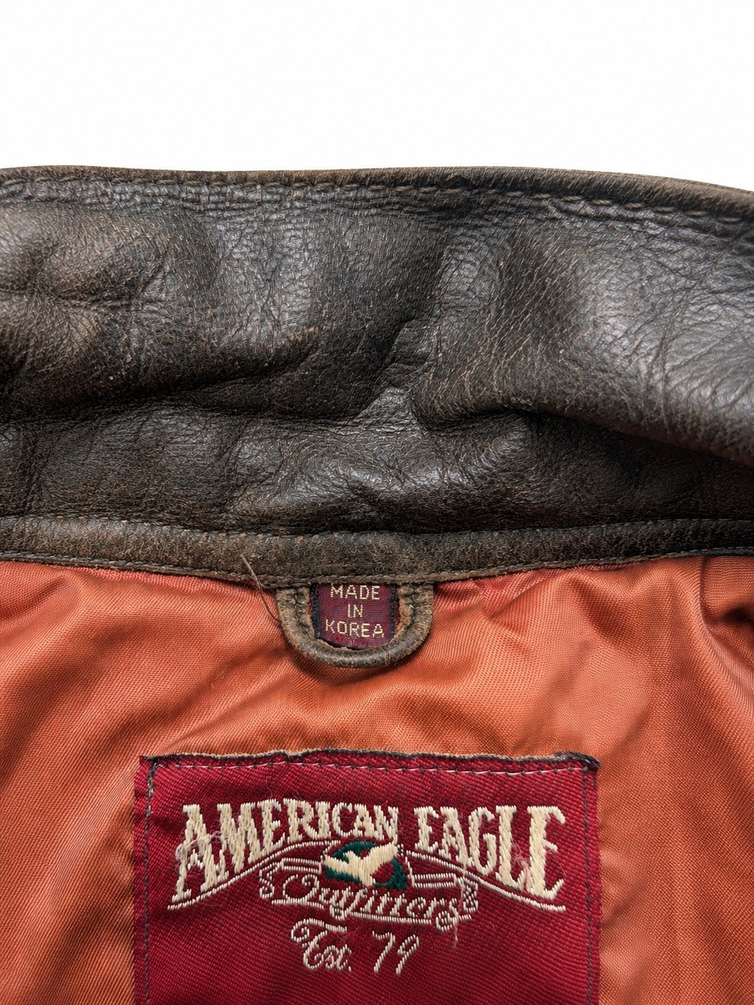 Women's Medium Vintage American Eagle Leather Jacket Dark Brown Bomber Jacket image 7