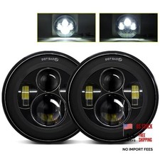 7 Inch Round LED Headlights, 2PCS 7'' DC12-24V 200W 6000K DOT Approved Hi/Lo