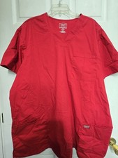 Cherokee PROFESSIONALS UNISEX Scrub Top Size 2XL-Red V-Neck-chest 29"/L 33"