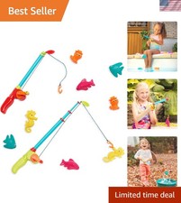 Magnetic Fishing Play Set - 2 Rods  8 Colorful Aquatic Figures for Kids 3 