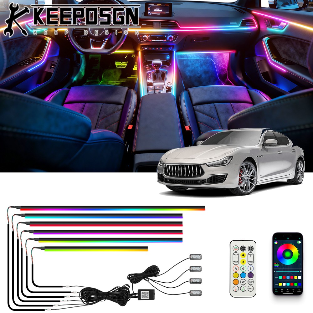 For Maserati 6 in 1 Car Interior LED Light Strips Kit RGB Neon Multi Color APP