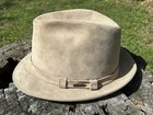 Vintage Light beige Swede Fedora Stetson size 7 1/4