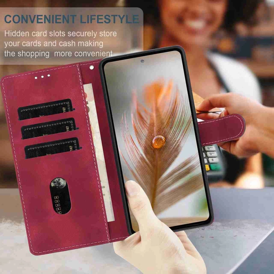 磁性羽毛钱包式手机壳 适用于华为 P40 P50 P30 Y5 Y5P P20 Nova 9 5T — 第 3/4 张图片