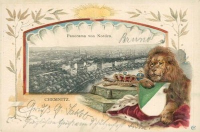 Ansichtskarte Chemnitz 1903 Prägekarte Löwe Wappen  (Nr.763)