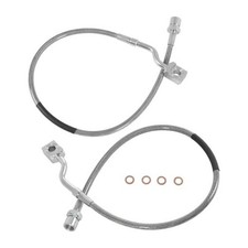 89370 Stainless Braided Front Brake Lines Kit Compatible with Chevy Silverado