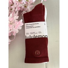 Lululemon Daily Essential Crew Socks 3 Pack L Rockwood White Blissful Pink NWT