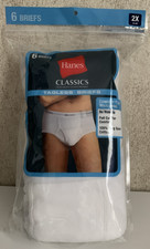 Hanes Classic Tagless Briefs Comfort Flex Waistband 6 Pack White 2XL