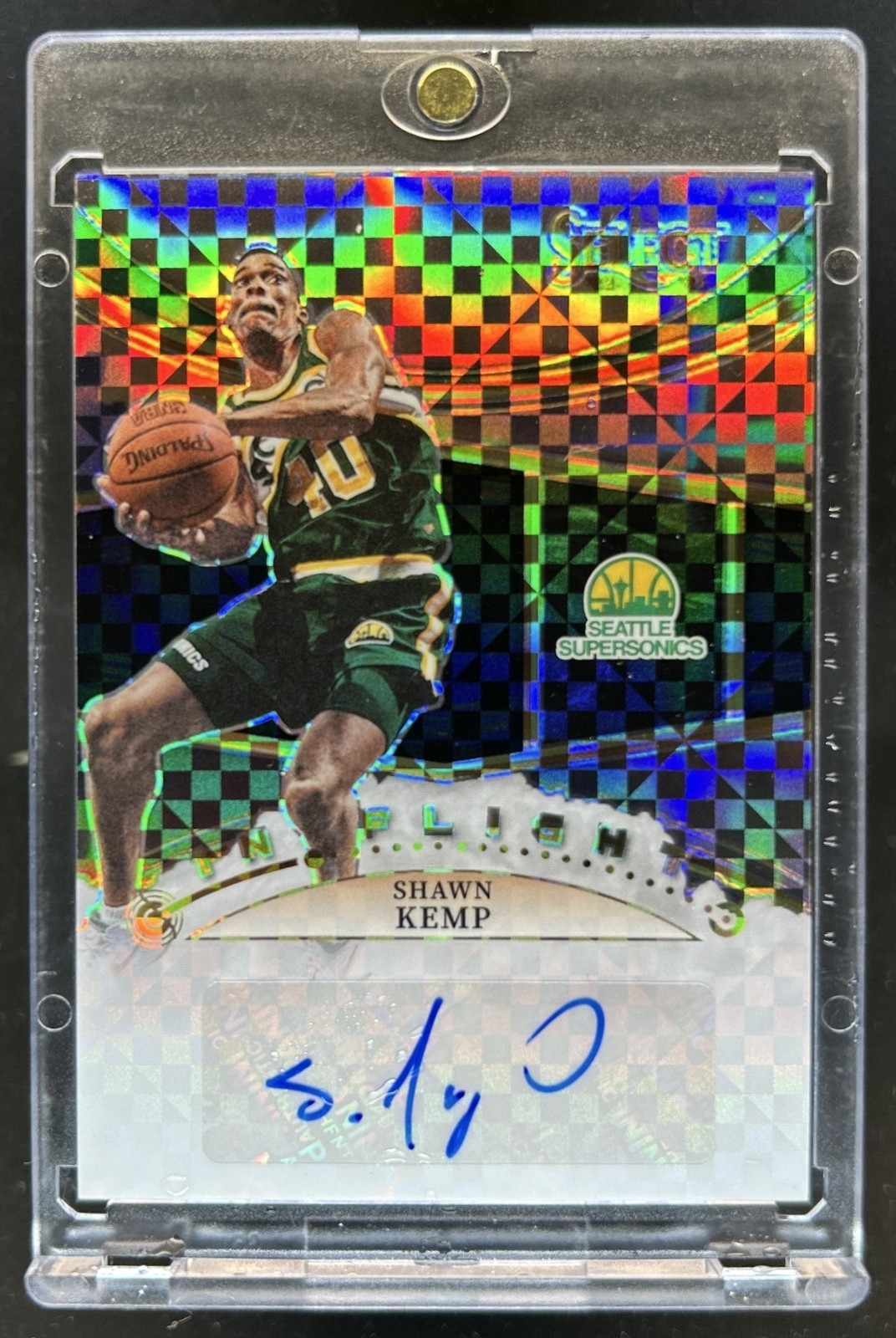 2022-23 Panini Select Shawn Kemp In Flight Signatures Black Auto Autograph #1/1 view 1