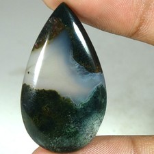 100 Natural Moss Agate Pear Cabochon Loose Gemstones 32.50Cts 20x 36x 06mm