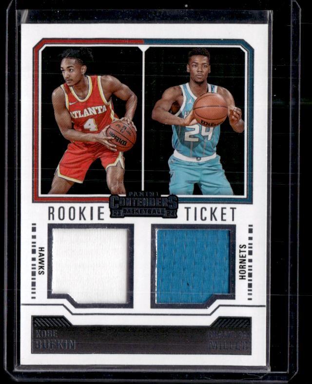 2023-24 Contenders #RT2-KMR Bufkin/Miller MEM Rookie Ticket Dual Swatches MEM