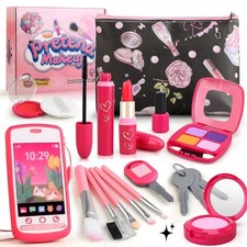 Woumserta Pretend Makeup Kit for Girls, Play Set Child-size, Pink